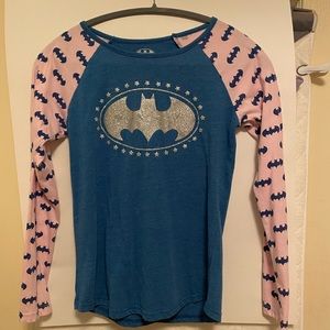 blue and pick child’s batman shirt, superhero